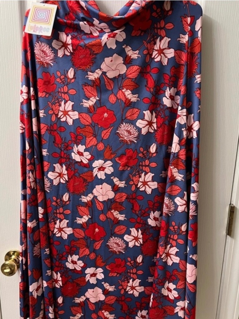 LuLaRoe Maxi Dress in Red and Blue Floral
